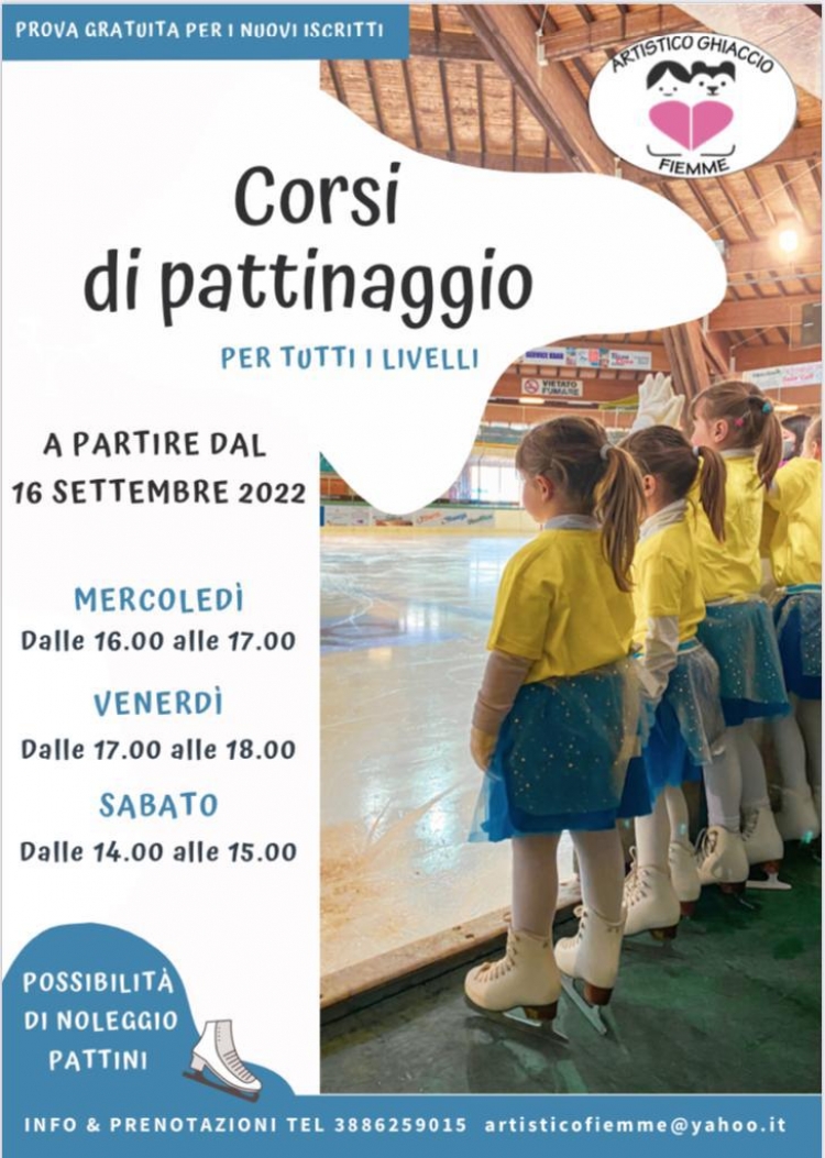 Nuovi corsi di pattinaggio dal 16 settembre